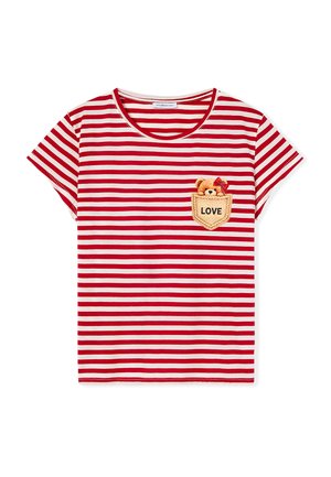 Motivi, T-SHIRT A RIGHE CON APPLICAZIONE ORSETTO - Camiseta estampada - rosso