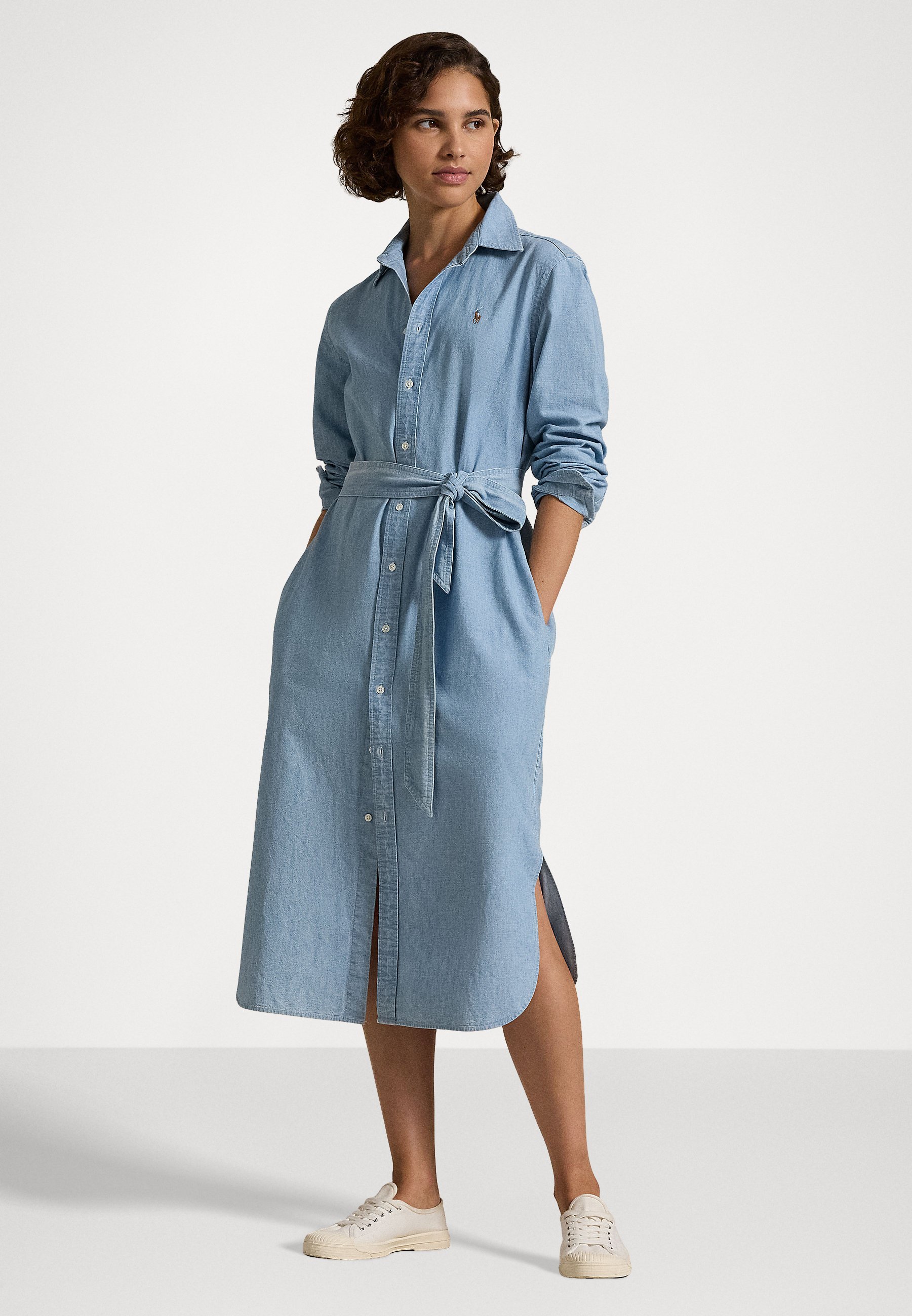 Polo Ralph Lauren COTTON CHAMBRAY BELTED SHIRTDRESS