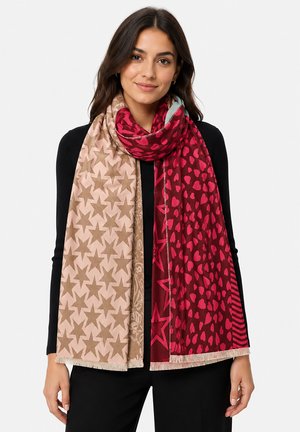 Faera, GEMUSTERTER SCHAL PATCHWORK STERNE PAISLEY FRANSEN - Scarf - rot