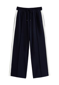 STRIPE TRIMMED TAILORED WIDE LEG - Tracksuit bottoms - navy