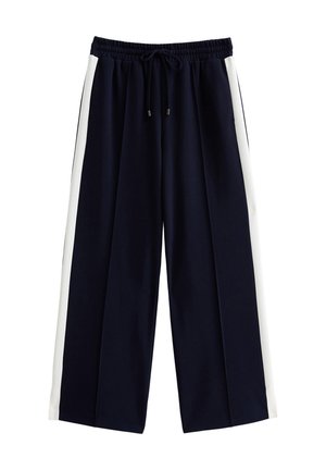 New Look STRIPE TRIMMED TAILORED WIDE LEG - Tracksuit bottoms - navy