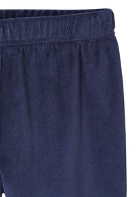 Navy blue sweatpants with a soft, textured fabric. Features an elastic waistband and a relaxed fit. Ideal for comfort and casual wear.