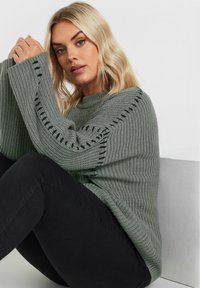 Yours Clothing BLANKET STITCH - Stickad tröja - grey