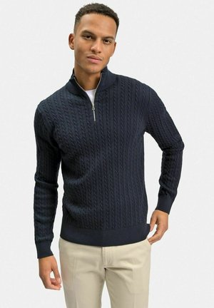 KASPIAN HALF ZIP CABLE - Stickad tröja - dk navy