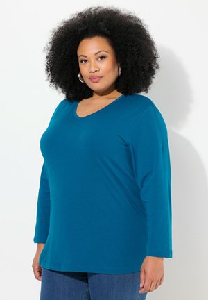 Ulla Popken GROSSE GRÖSSEN BASIC-V LANGARM  - Longsleeve - cerulean