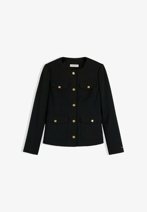 Tommy Hilfiger, TOMMY HILFIGER GOLD-TONE BUTTON COLLARLESS SLIM JACKET - Lichte jas - black