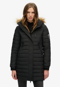 Superdry & Co FUJI HOODED MID LENGTH PUFFER - Vinterfrakke - black