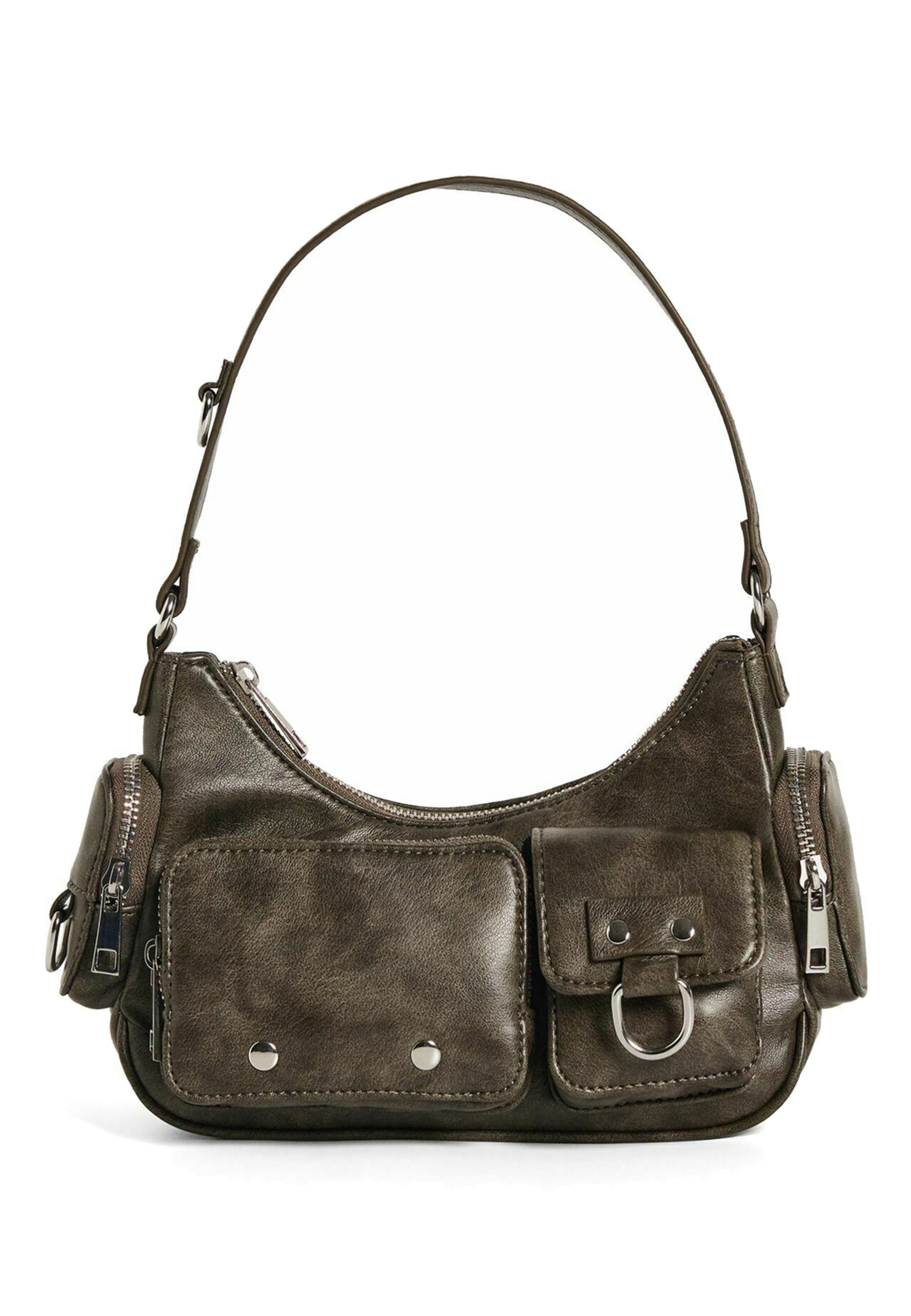 Bershka MULTI-POCKET - SHOULDER - Handbag - mottled dark grey 