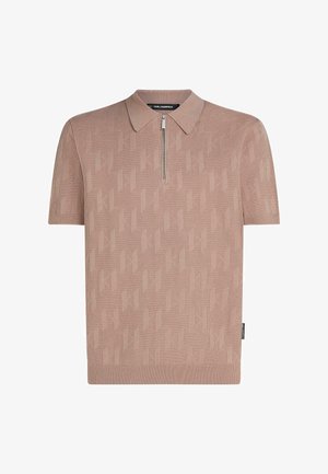 KARL LAGERFELD, MONOGRAM ZIP-UP - Poloshirt - woodrose
