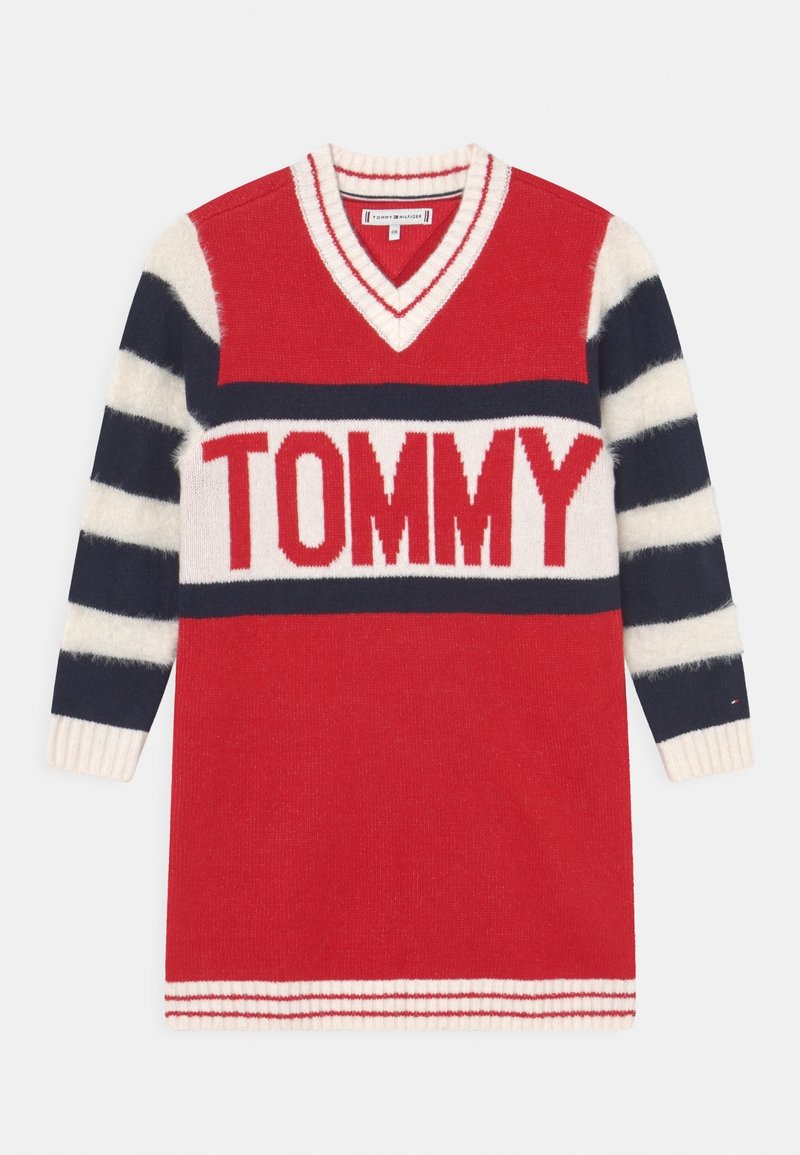 Tommy Hilfiger BOLD - Stickad klänning - deep crimson