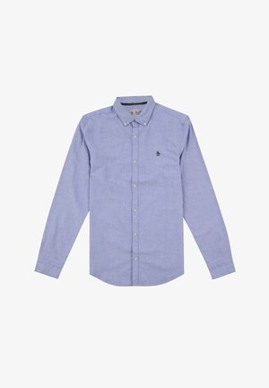 Lichtblauw overhemd met lange mouwen en knopen, gemaakt van katoen. Het heeft een button-down kraag, een klein geborduurd logo op de borst en een rechte zoom.
