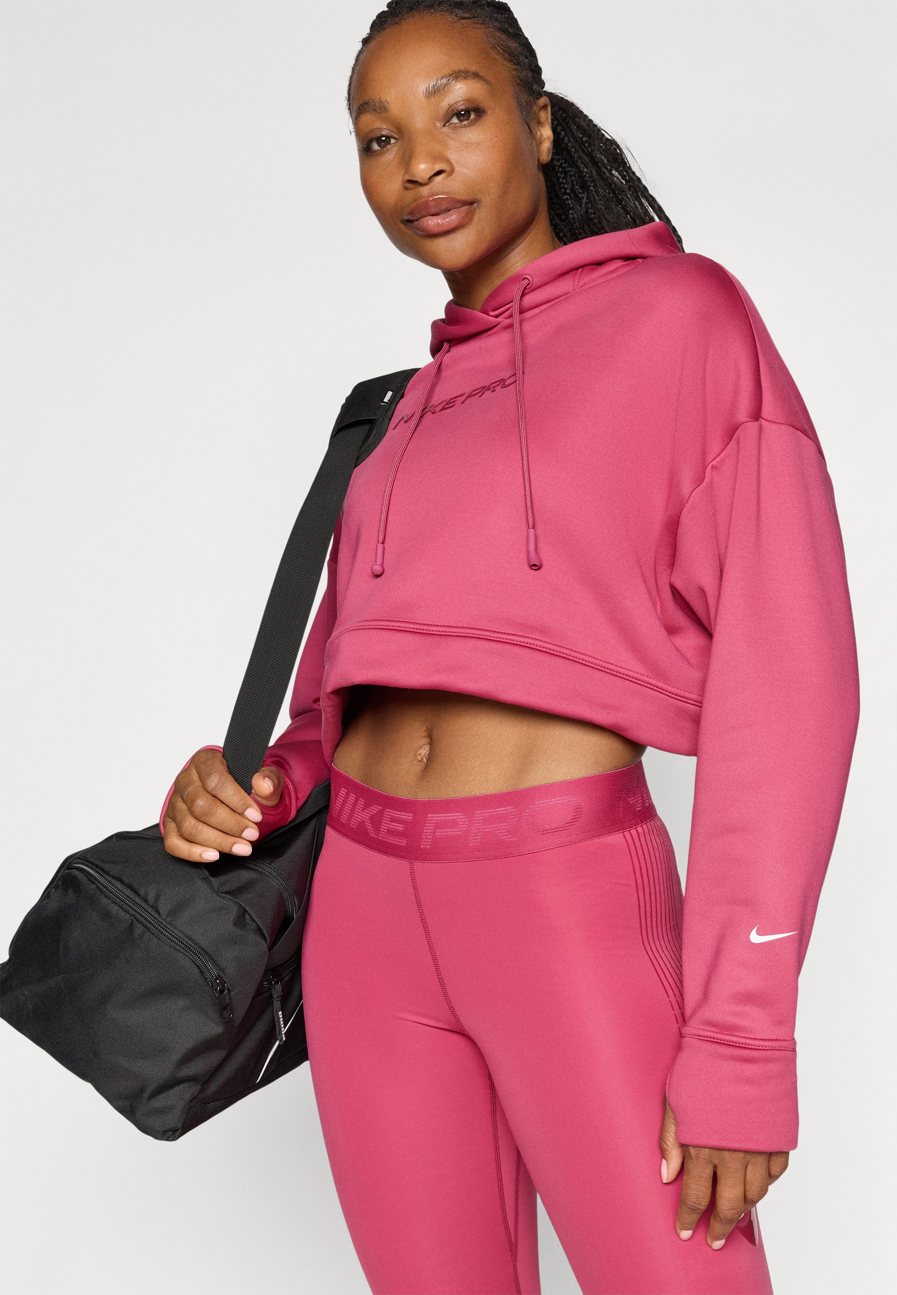 nike pro cropped hoodie