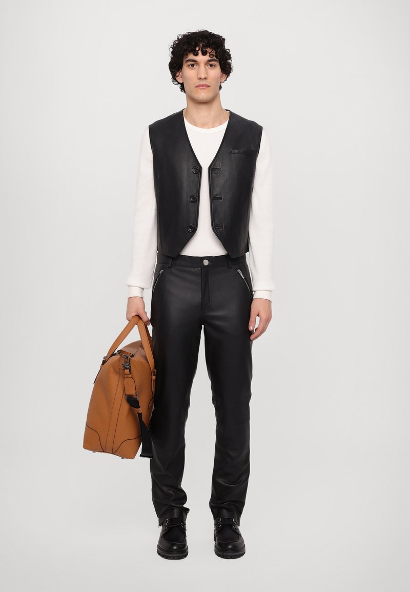 STUDIO ID MARCUS LEATHER WAISTCOAT - Waistcoat - nappa black/black -  Zalando.co.uk