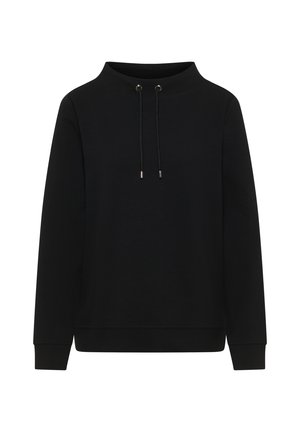 Felpa nera a maniche lunghe con colletto alto e rilassato, dotata di lacci neri con punte in metallo.