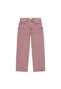 Φαρδιά τζιν παντελόνια σε ανοιχτό ροζ από βαμβακερό ντένιμ με κλασικό σχέδιο με πέντε τσέπες και μεταλλικά εξαρτήματα στο φερμουάρ και το κουμπί κλεισίματος.