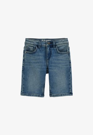 Jeans hlače kratke svetlo modre barve s klasičnim krojem, z zasnovo s petimi žepi in vidnim šivom. Imajo zapiranje na gumb in zanke za pas.