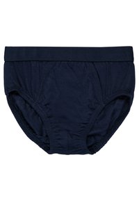 Tamsiai mėlynos medvilninės šortai su elastinga juosta. Išsiskiria glotnia tekstūra ir susibūrusiomis šoninėmis dalimis, užtikrinančiomis tvirtą prigludimą. Be raštų ar papildomų akcentų.