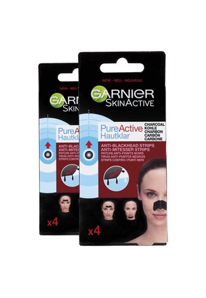GARNIER STRIPS VISO PURE ACTIVE CHARCOAL, STRIP ZONA-T CONTRO I PUNTI NERI, FORMULA ARRICCHITA CON CARBONE VEGETALE, EFFICACE IN SOLI 15 MINUTI - 2 PACK - Maschera viso - trasparente