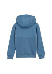Felpa con cappuccio azzurra chiara con un pannello testurizzato nella parte inferiore e una parte superiore liscia. Polsini e orlo a coste.