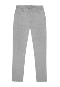 Pantalons de jogging gris en matériau doux, avec une taille élastique, des jambes droites et sans motifs ni accents matériels visibles.