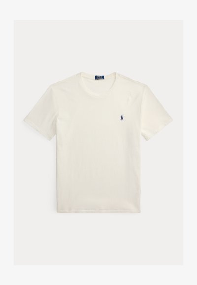 Wit T-shirt met korte mouwen en ronde hals, met een klein marineblauw Polo Ralph Lauren-logo geborduurd op de linkerborst.