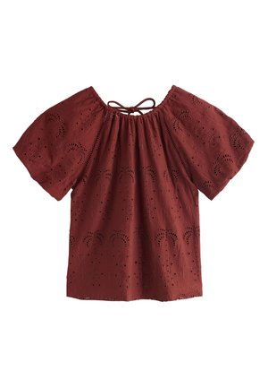 Next, REGULAR FIT - BRODERIE SHORT SLEEVE CREW NECK TOP  . - Blouse - rust