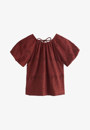 Next, REGULAR FIT - BRODERIE SHORT SLEEVE CREW NECK TOP . - Blouse - rust