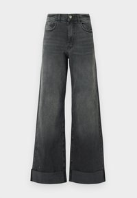 ONLBROOME WIDE LEG FOLD UP - Wide leg - washed black