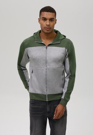 Pier One Zip-up sweatshirt - grey/khaki