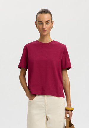 Selected, SLWESSENTIAL SS BOXY TEE NOOS - Základné tričko - anemone