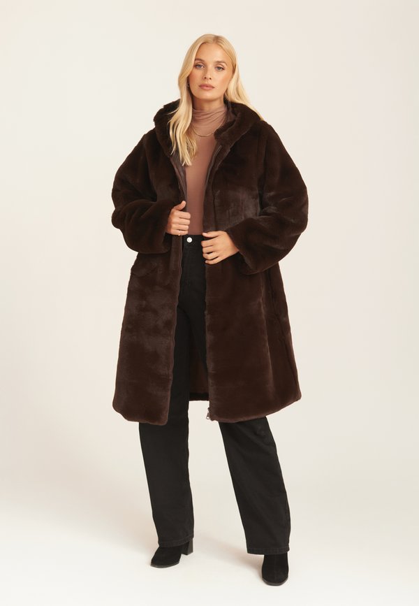 HOODED LONGLINE - Winter coat - chocolate3