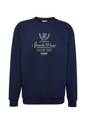 Navyblaues Sweatshirt aus Baumwollmix, mit Rundhals, gerippten Bündchen und gesticktem Text "AUTHENTIC SportsWear CLUB 1923."
