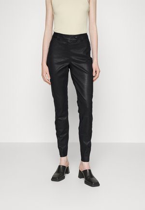 PANTS - Leather trousers - black
