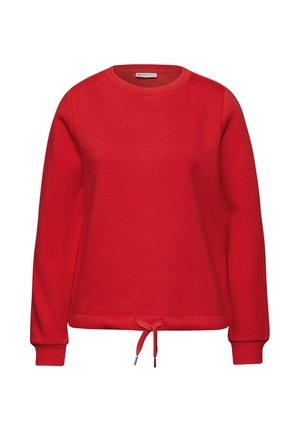 Rode katoen sweatshirt met een ronde halslijn, lange mouwen en een koord aan de onderkant voor een verstelbare pasvorm. Gladde textuur.