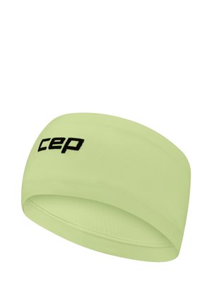 Light green stretchy fabric headband with black "cep" logo on one side.