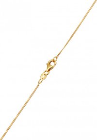 Guldkæde med en delikat, rundet design, der har en klipslås, en glat overflade og jævnt fordelte led.