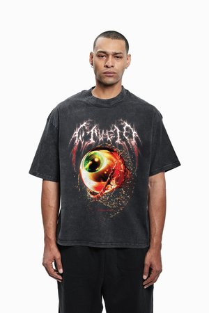 FAVELA EYE UNISEX - Apdrukāts T-krekls - black washed
