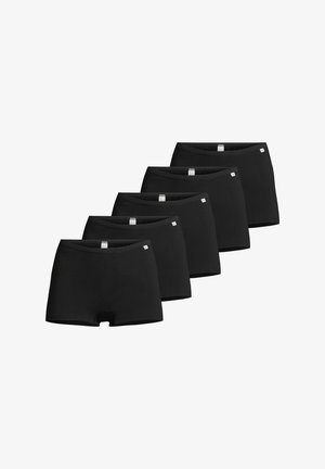 Vijf paar zwarte katoenen boxershorts, met een snug fit, elastische tailleband en een minimalistisch ontwerp met een klein logo-label.
