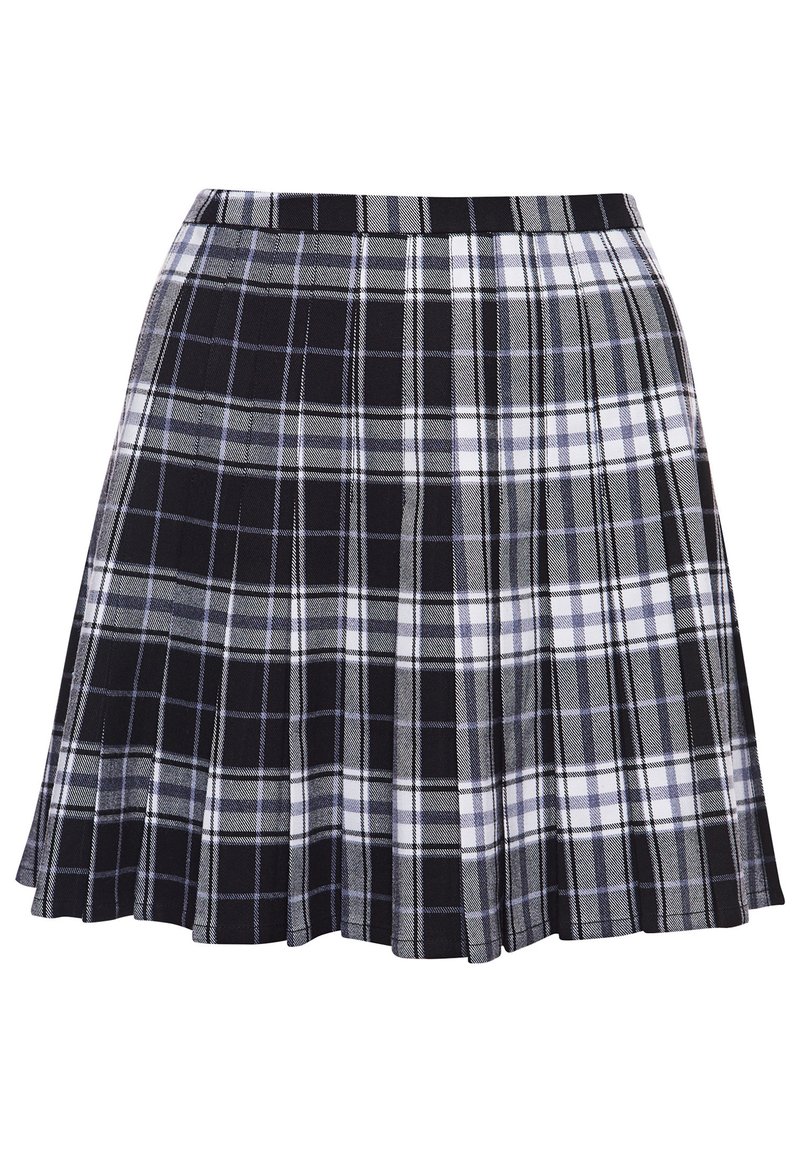 Superdry CHECK PLEATED MINI - Pleated skirt - black/white check  