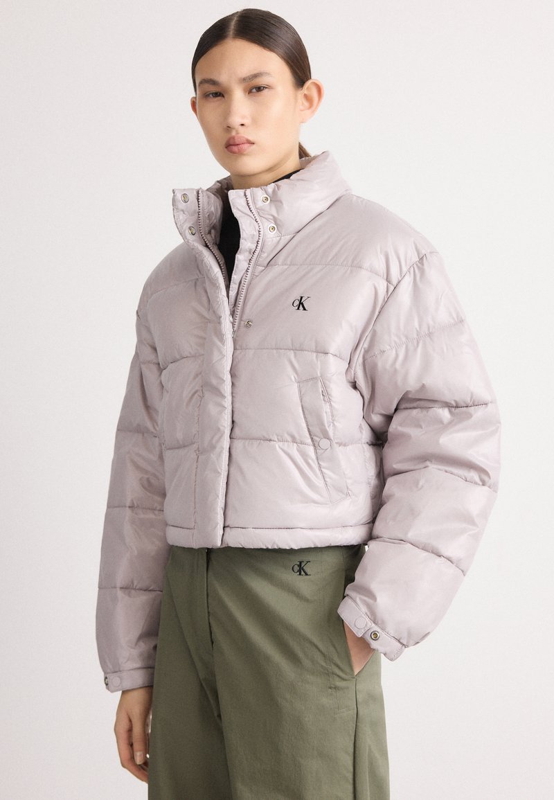 Calvin Klein Jeans CROP PUFFER JACKET - Zimní bunda - gull gray