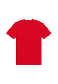 Röd kortärmad t-shirt i bomull, med en enkel design och klassisk rund halsringning. Slät textur utan synliga dekorationer.