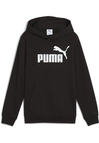 Crna dukserica od mješavine pamuka, s prednjim džepom, kapuljačom s vezicom i velikim bijelim Puma logotipom na prsima.