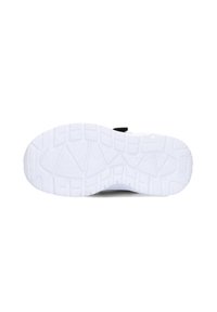 Suola della scarpa, prevalentemente bianca con modelli di grip texturizzati. Presenta un design flessibile e bordi lisci e arrotondati per comfort e aderenza.