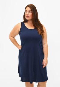 Zizzi ÄRMELLOSES MIT A-LINIE - Obleka iz džersija - navy blazer solid