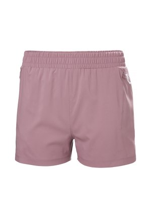 Hellviolette Sportshorts mit elastischem Bund und seitlicher Reißverschlusstasche, entwickelt für Freizeit- oder Sportbekleidung.