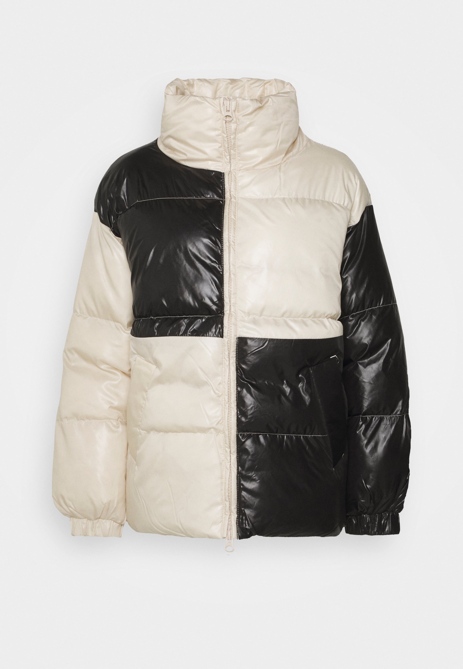 Monki Winter Coat black/beige, Women's, Size: Large, Black