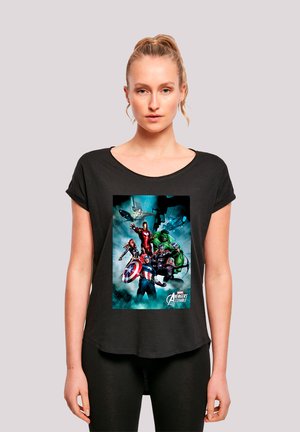 MARVEL AVENGERS ASSEMBLE TEAM MONTAGE  PREMIUM SUPERHELDEN IRON - Print T-shirt - black