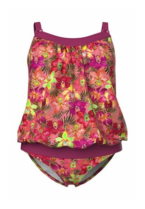 Ulla Popken, TANKINI, BLÜTEN, SOFTCUPS, ELASTIKSAUM - Badeanzug - fuchsia