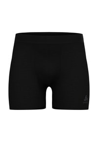 Čierne boxerky na výkon vyrobené z hladkej, elastickej látky. Majú priliehavý strih a diskrétne logo na spodnej ľavej strane.