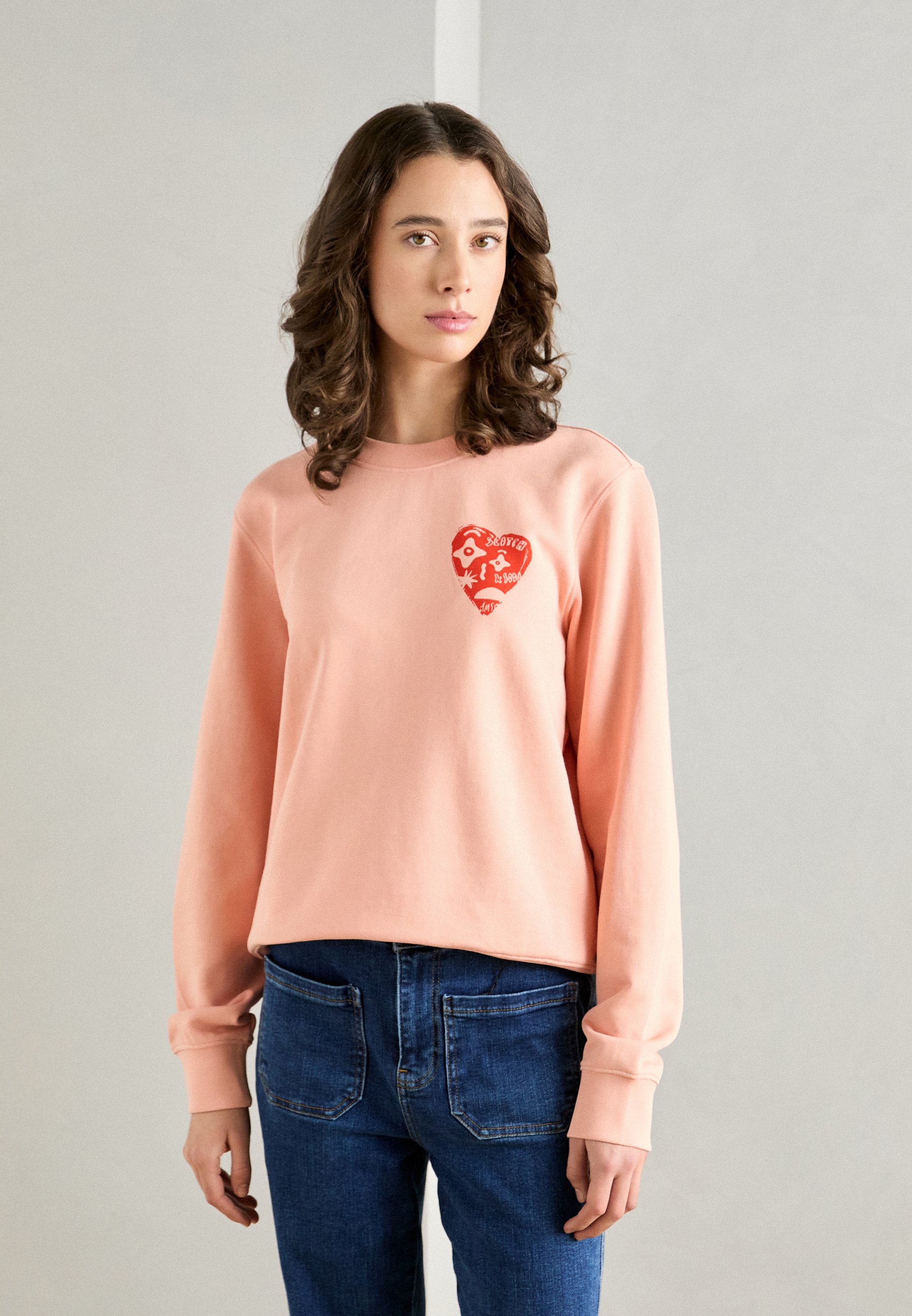 売れ筋商品|||スコッチアンドソーダ パーカー・スウェットシャツ レディース アウター CHEST ARTWORK REGULAR FIT - Sweatshirt - peach pink Scotch & Soda CHEST ARTWORK REGULAR FIT - Sweatshirt - peach